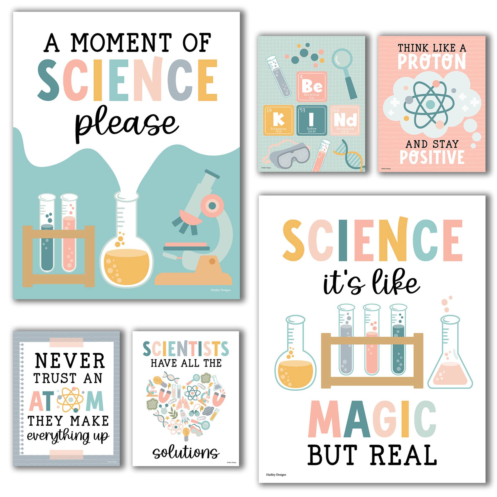 Hadley Designs 11" x 14" Boho Science Bulletin Board Classroom Décor Posters Set